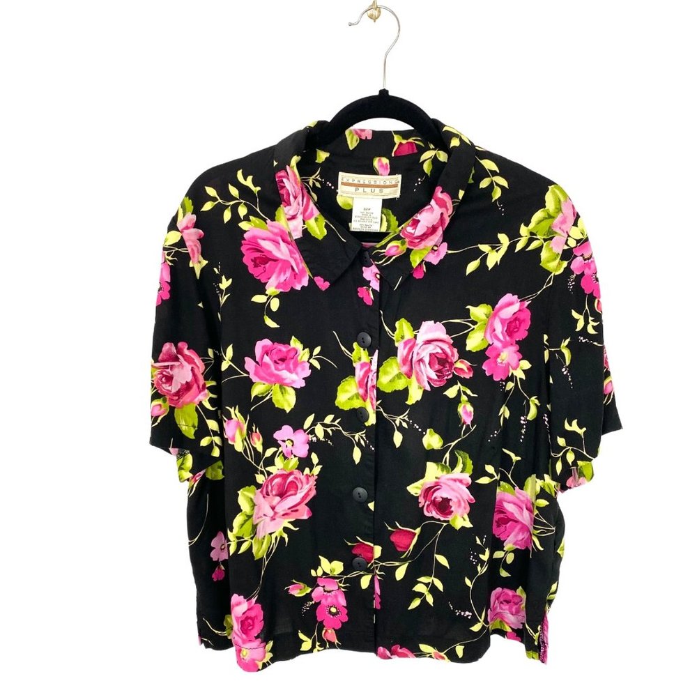 Floral Y2K 100% Rayon button front blouse